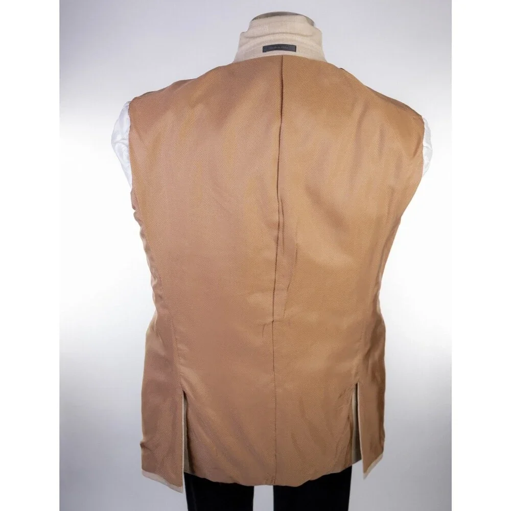 Michael Kors Silk/Wool Blend Sport Coat Blazer 42R Beige Check 2-Button Jacket